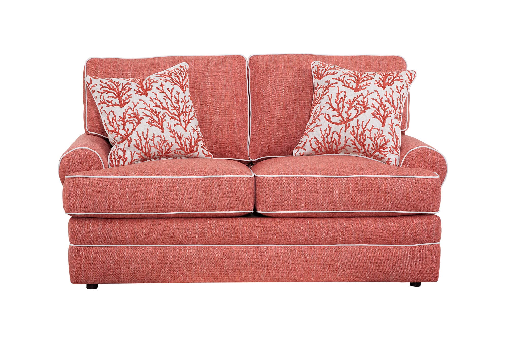 American Furniture Classics Coral Springs Loveseat in Coral with 2 Matching Pillows - Stylish and Comfortable Seating Solution