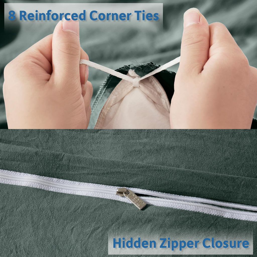 Nestl Forest Green Duvet Cover King Size - Soft Prewashed King Duvet Cover Set, 3 Piece, With Zipper Closure, 1 Duvet Cover 104X90 Inches And 2 Pillow Shams - No Comforter