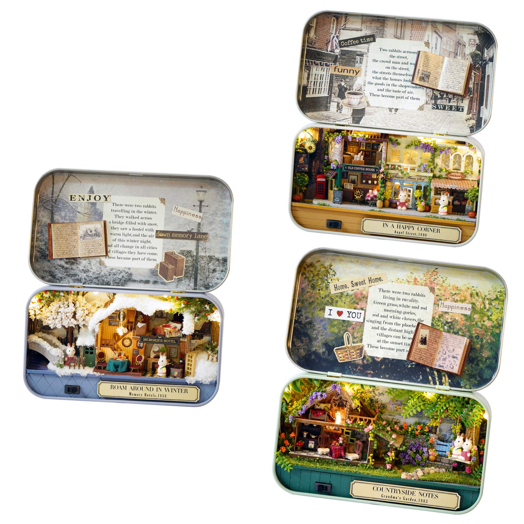Flever Dollhouse Miniature DIY House Kit Creative Room with Furniture and Cover for Romantic Valentines Gift(Old Times Includin