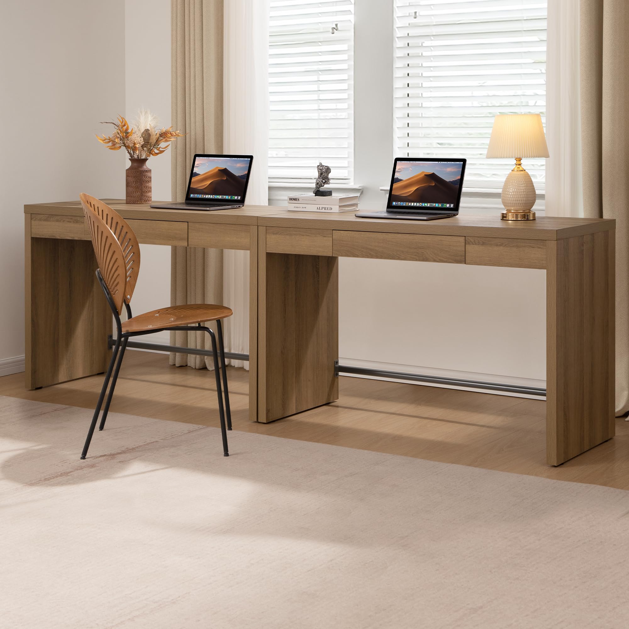 SICOTAS Home Office Executive Desk - 47-Inch Computer Desk with Drawer, Farmhouse Writing Study Desk with Storage,Boho Makeup Va