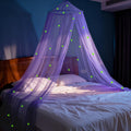 LionLively Purple Bed Canopy with Glow-in-The-Dark Stars, Princess Bed Canopy for Girls Fits Single, Twin, Full, Queen Size Bed