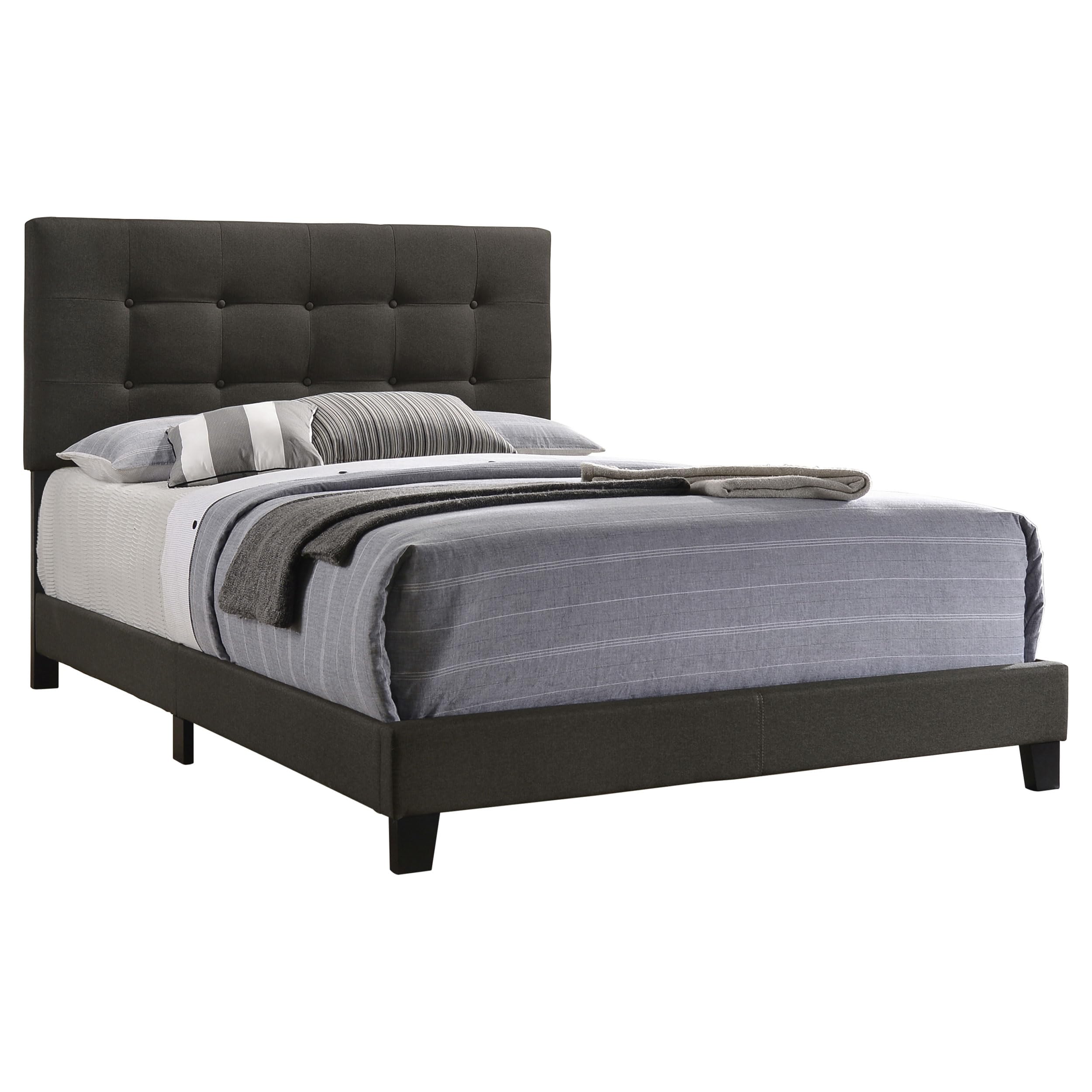 Coaster Home Furnishings Mapes Transitional Fabric Upholstered Queen Size Panel Bed Frame 50-inch Headboard Charcoal 305746Q