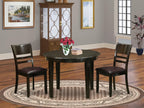 East West Furniture BOLY3-CAP-LC 3 Piece Dining Room Table Set Contains a Round Kitchen Table and 2 Faux Leather Upholstered Dining Chairs, 42x42 Inch, Cappuccino