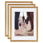Kate and Laurel Adlynn Wall Picture Frame Set, 14'' x 18'' matted to 11'' x 14'', Gold, Set of 3