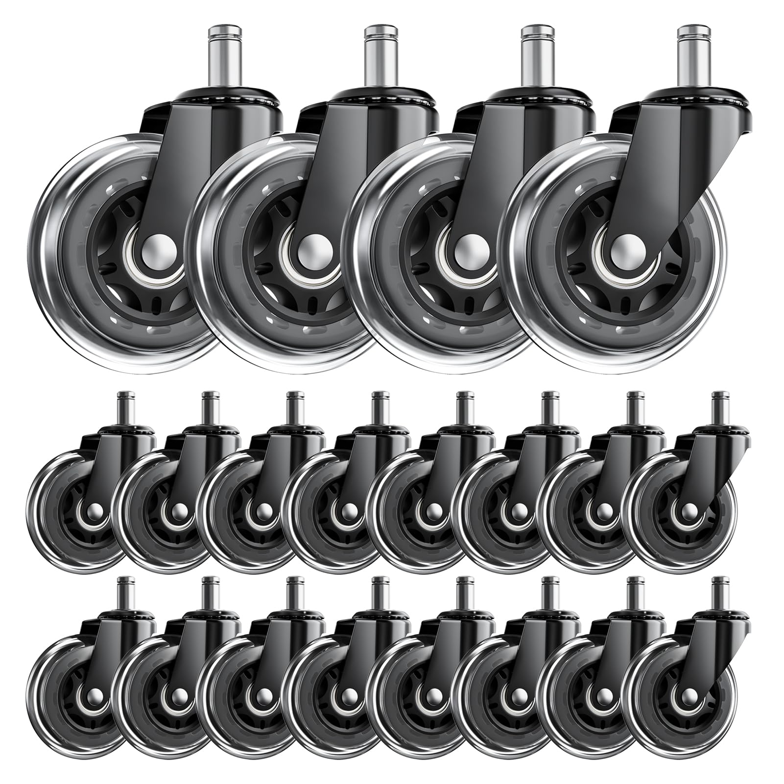ASHGOOB Office Chair Wheels, Set of 20 Caster Wheels Office Accessories, 3 Inch Heavy Duty Casters for Chairs to Replace Office 
