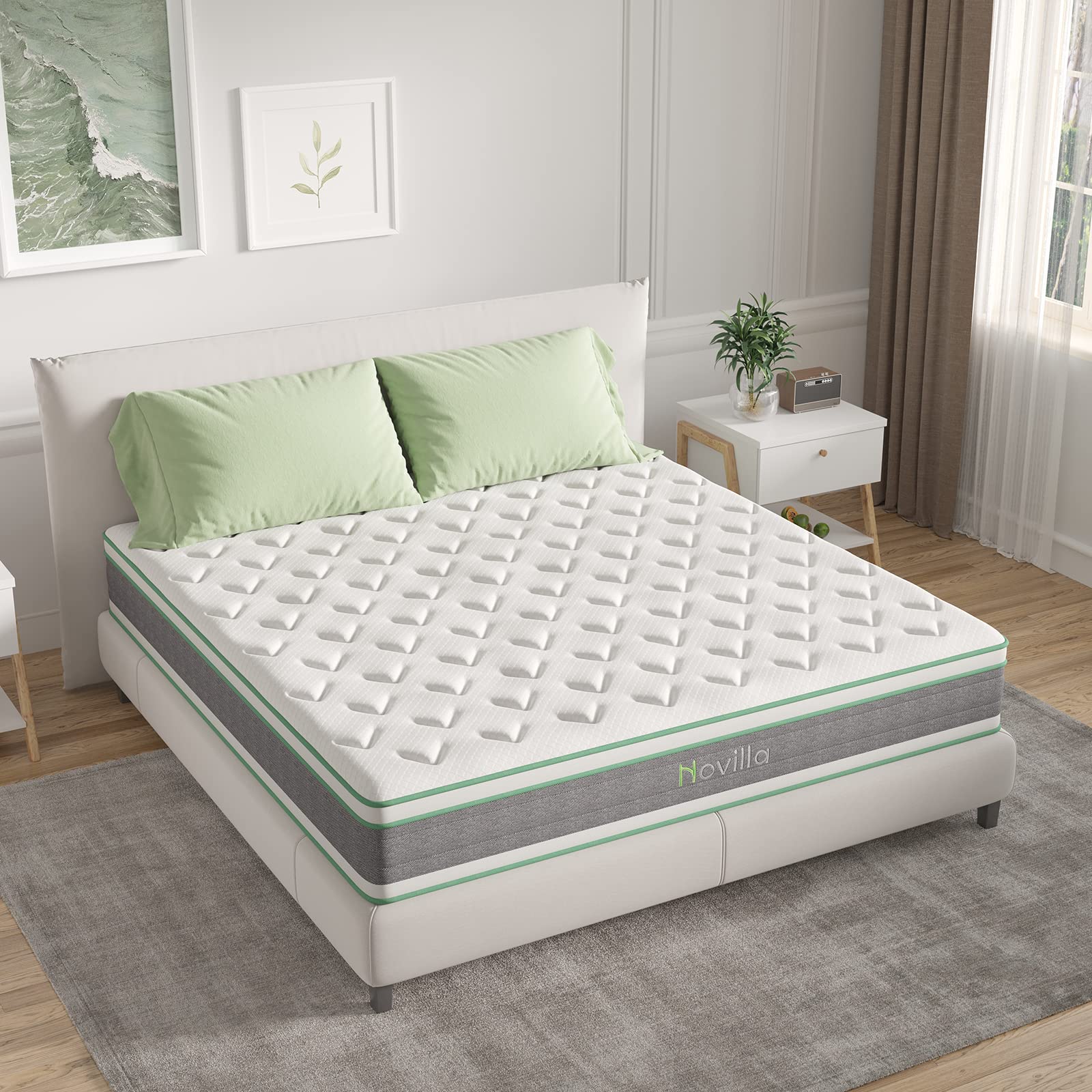 Novilla King Mattress 12 Inch Hybrid Mattress in a Box, Innerspring Mattresses with Gel Memory Foam for a Cool Sleep, Pressure R
