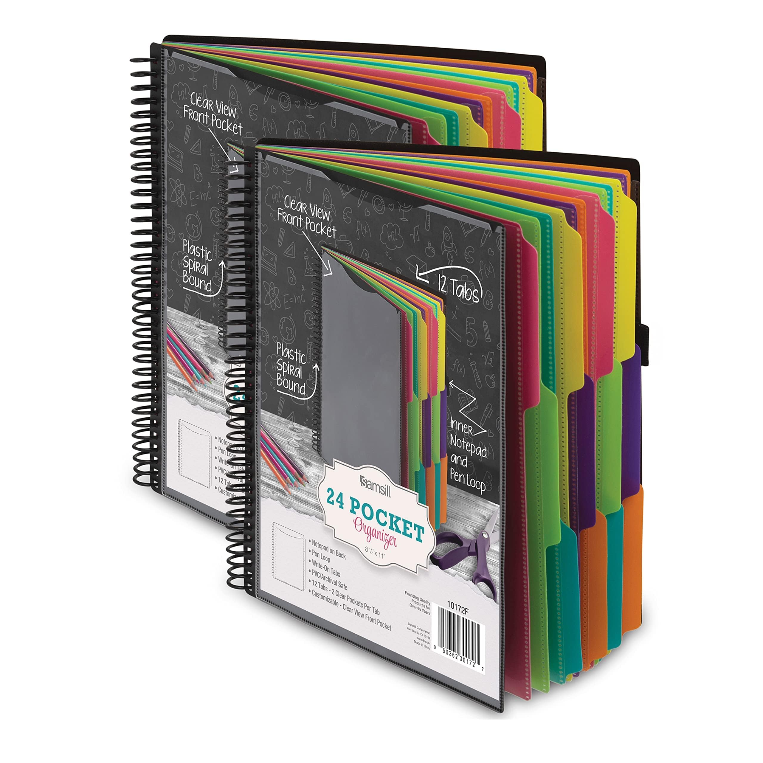 Samsill 2 Pack Deluxe 24 Pocket Spiral Project Folder Organizer With 1 ...