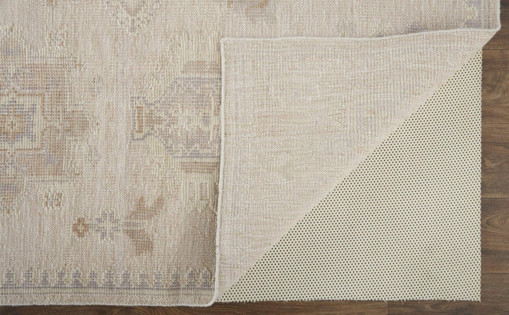HomeRoots 514994 9 x 12 ft. Tan & Brown Floral Hand Knotted Stain Resistant Rectangle Area Rug