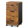 DEVAISE 3 Drawer Rolling File Cabinet with Lock, Wood Filing Cabinet fits Letter / A4 Size for Home Office, Rustic Brown