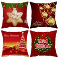 Merry Christmas Pillow Covers 12X12 Set Of 4 Velvet Christmas Pillow Cases Red Green Xmas Holiday Throw Pillow Covers Soft Chris