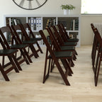Hercules Series Folding Chair With Padded Seat [Set Of 2] Wood Finish / Vinyl Seat: Mahogany / Black
