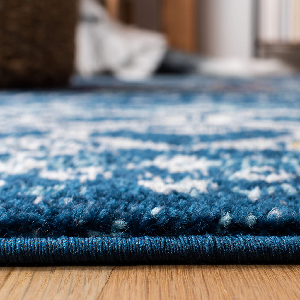 Safavieh Amsterdam Collection Accent Rug - 3' X 5', Navy & Turquoise, Moroccan Boho Design, Non-Shedding & Easy Care, Ideal For