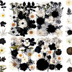 MIKIYA 90Pcs Black Pressed Dried Flowers for Resin Molds, Real Natural Bulk Dry Floral Leave for DIY Art Crafts, Epoxy Jewelry, 