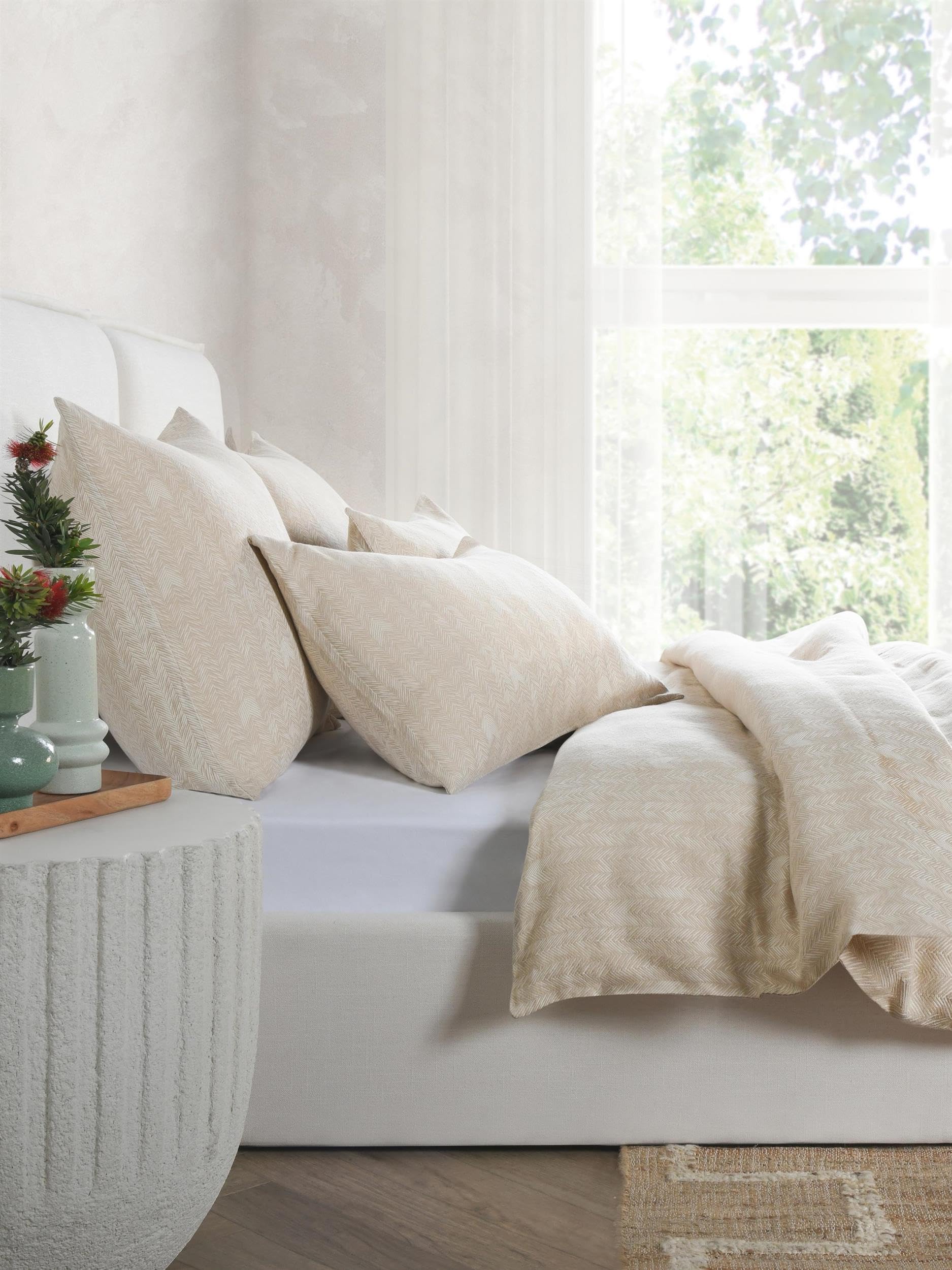 Kosas Home Lana Cotton Embroidered Natural Euro Sham