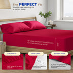 Thread Spread 100% Egyptian Cotton Sheets Full Size - 600 Thread Count Sheets 4 Pc 16' Deep Pocket Full Size Sheets Set, High Thread Count Soft Cooling Sateen Weave Hotel Luxury Sheets Set - Red