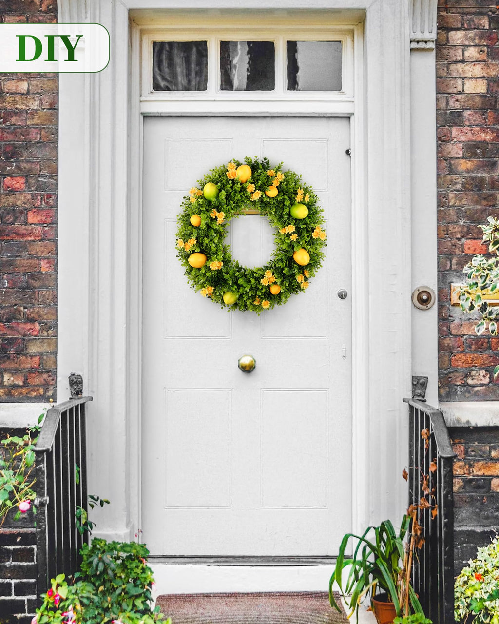 Ddhs 20'' Boxwood Wreaths Front Door Artificial Spring Wreath. Wreaths For Front Door Farmhouse Wedding Green Year Round Indoor