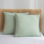 Phf Ultra Soft Waffle Weave Euro Shams Pillow Covers 26' X 26' 2 Pack, No Filling, Breathable Skin-Friendly Euro Throw Pillow Covers For Bed Couch Sofa, Sage Green