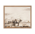 Poster Master Vintage Two Cows In Pasture Poster - Retro Cows Print - Cattle Art - Livestock Art - Drawing Art - Farmhouse Art -