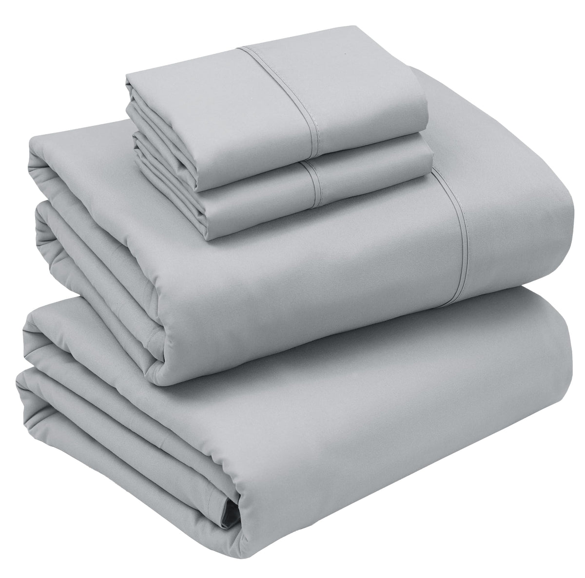 Ruvanti California King Sheets Set, Brushed Microfiber Sheets 4 Pieces (1 Fitted Sheet, 1 Flat Sheet, 2 Pillowcases), With 15-Inch Deep Pockets, Lightweight & Compfy Premium Hotel Bedding, Dove Grey