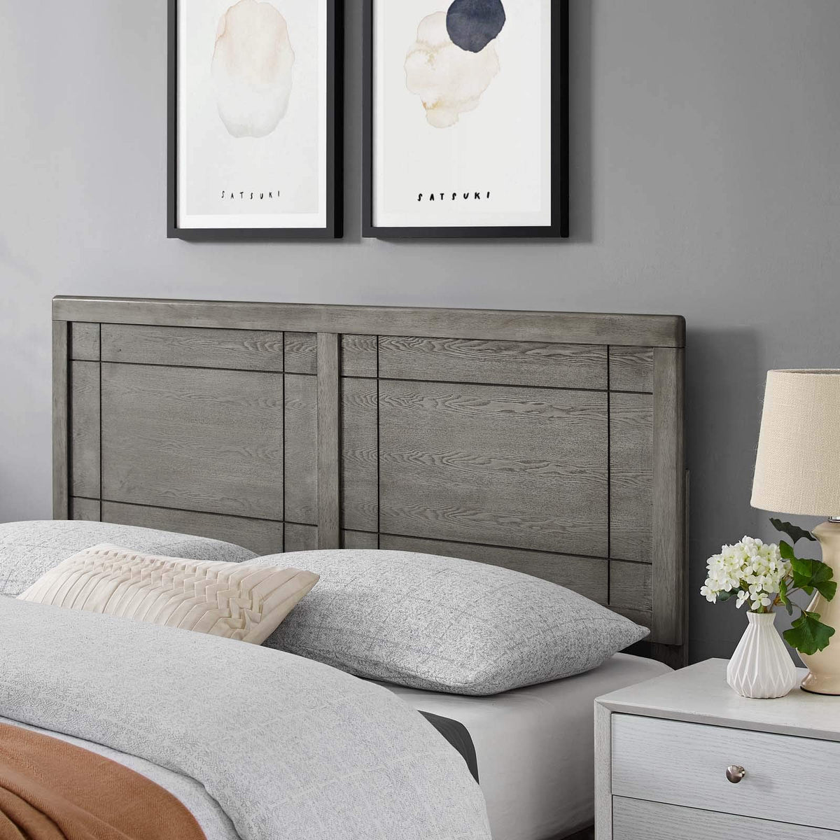 Modway Archie King Wood Headboard in Gray