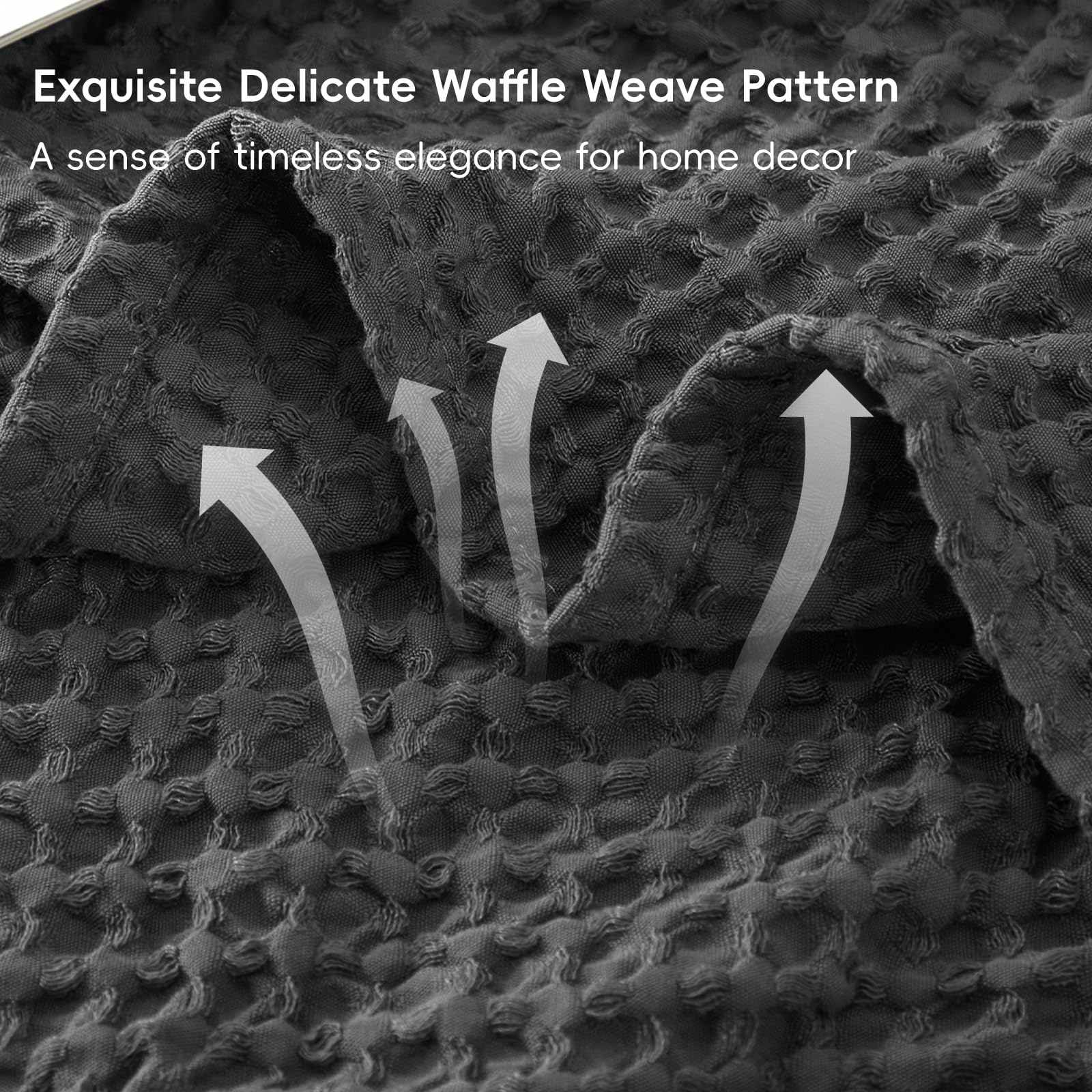 Phf Ultra Soft Waffle Weave Blanket Twin Size 66'X 90'- Washed Lightweight Breathable Breathable Cozy Woven Blanket - Great For Couch Bed Sofa Home Car - Black