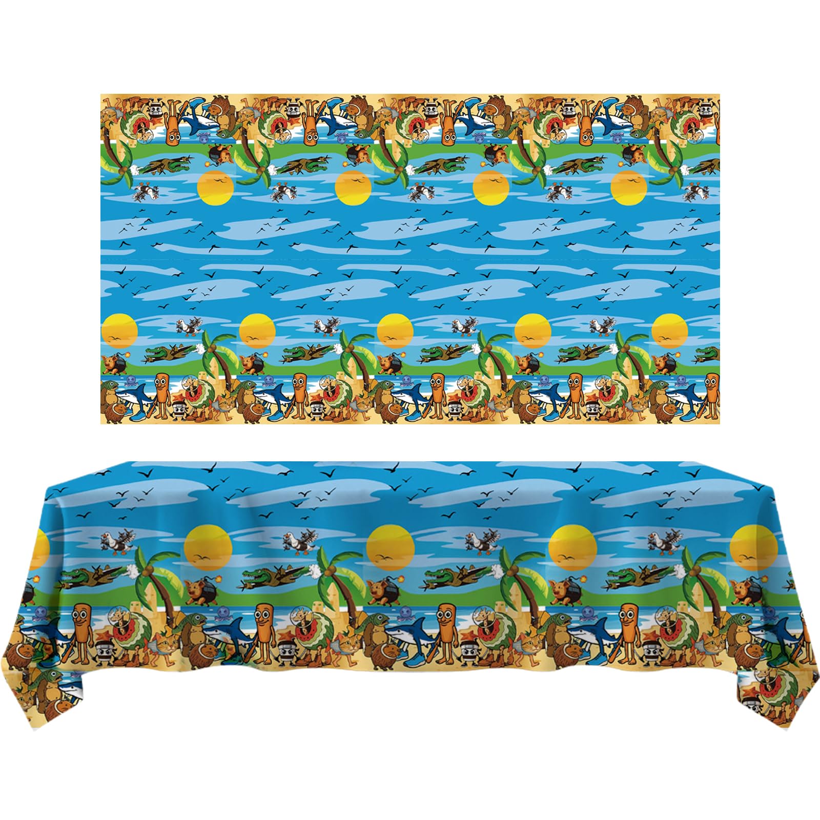 Italian Brainrot Tablecloth Happy Birthday Decorations,Tralalero Tralala Backdrop,Cartoon Animal Theme Table Decorations for Kid