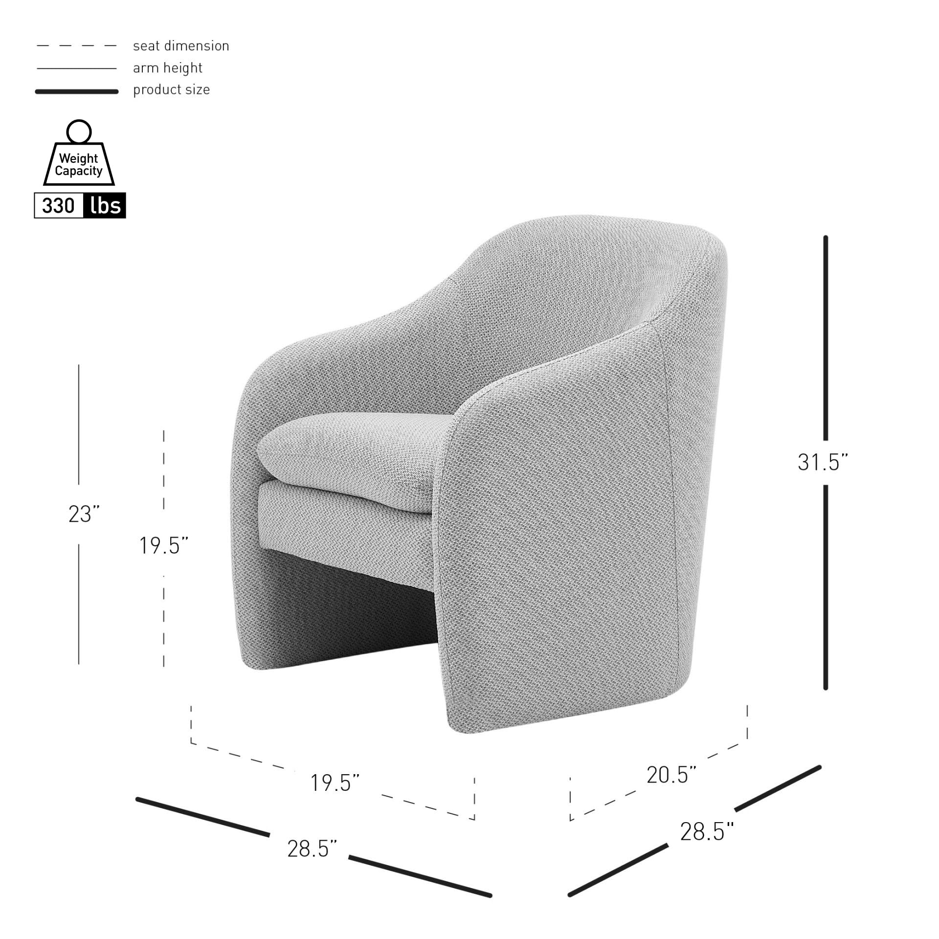 Npd Furniture And More Zella Fabric Arm Accent Chair, Gray