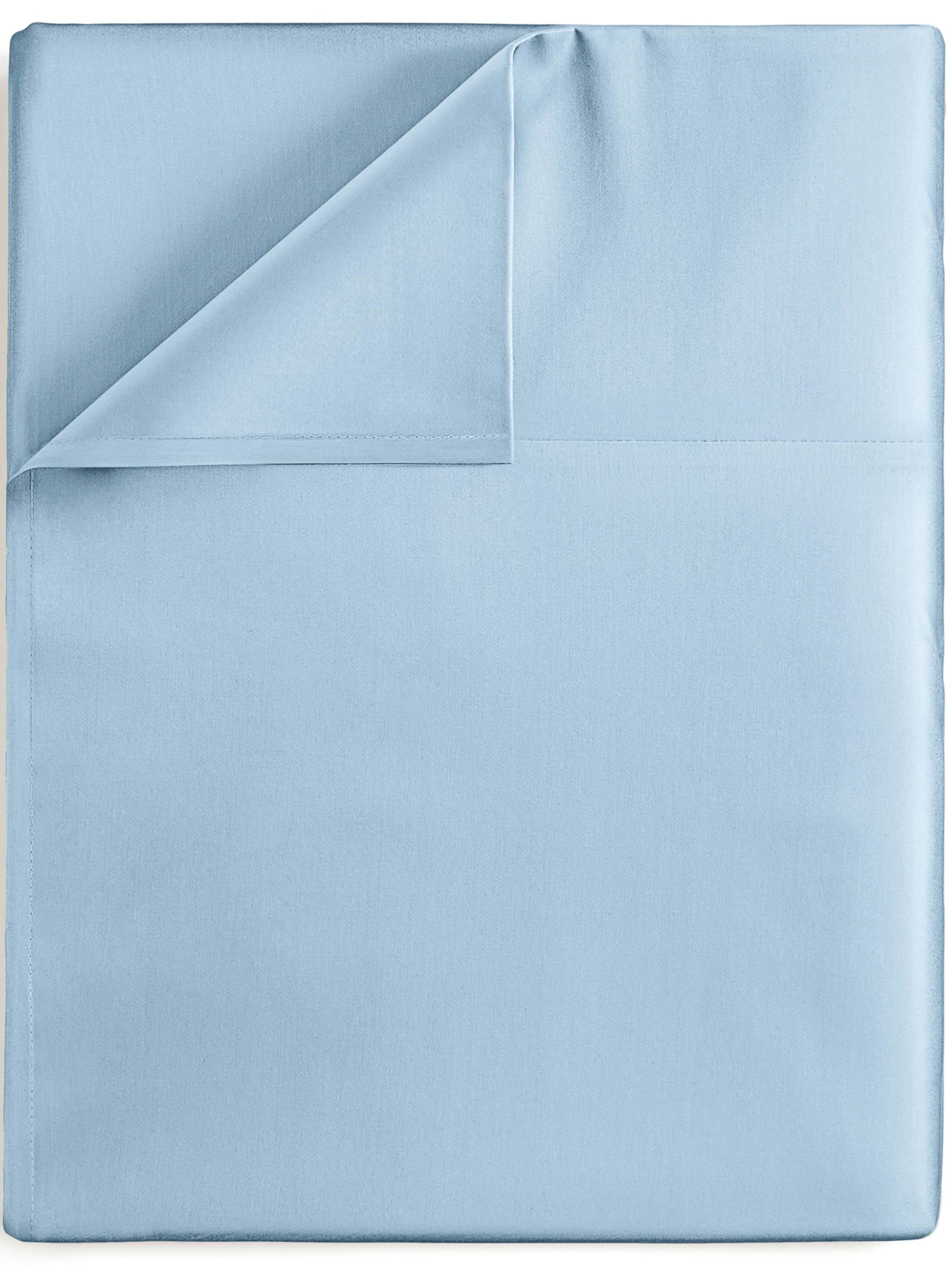 Full Size Flat Bed Sheet - Hotel Luxury Single Flat Sheet Only - Wrinkle Free & Fade Resistant Flat Sheet - Extra Soft, Breathable Bedding For Women, Men, Kids & Teens - Light Blue Flat Sheet Only