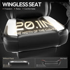 Dowinx Gaming Chair With Pocket Spring Cushion For Adults, Ergonomic Computer Chair With Footrest And Massage Lumbar Support, High Back Leather Game Chair For Office, Gaming, 300Lbs, White