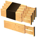 Utoplike Bamboo Drawer Dividers Large, 4 High Adjustable Kitchen Drawer Organizers for Clothing, Spring Loaded, Works in Bathr