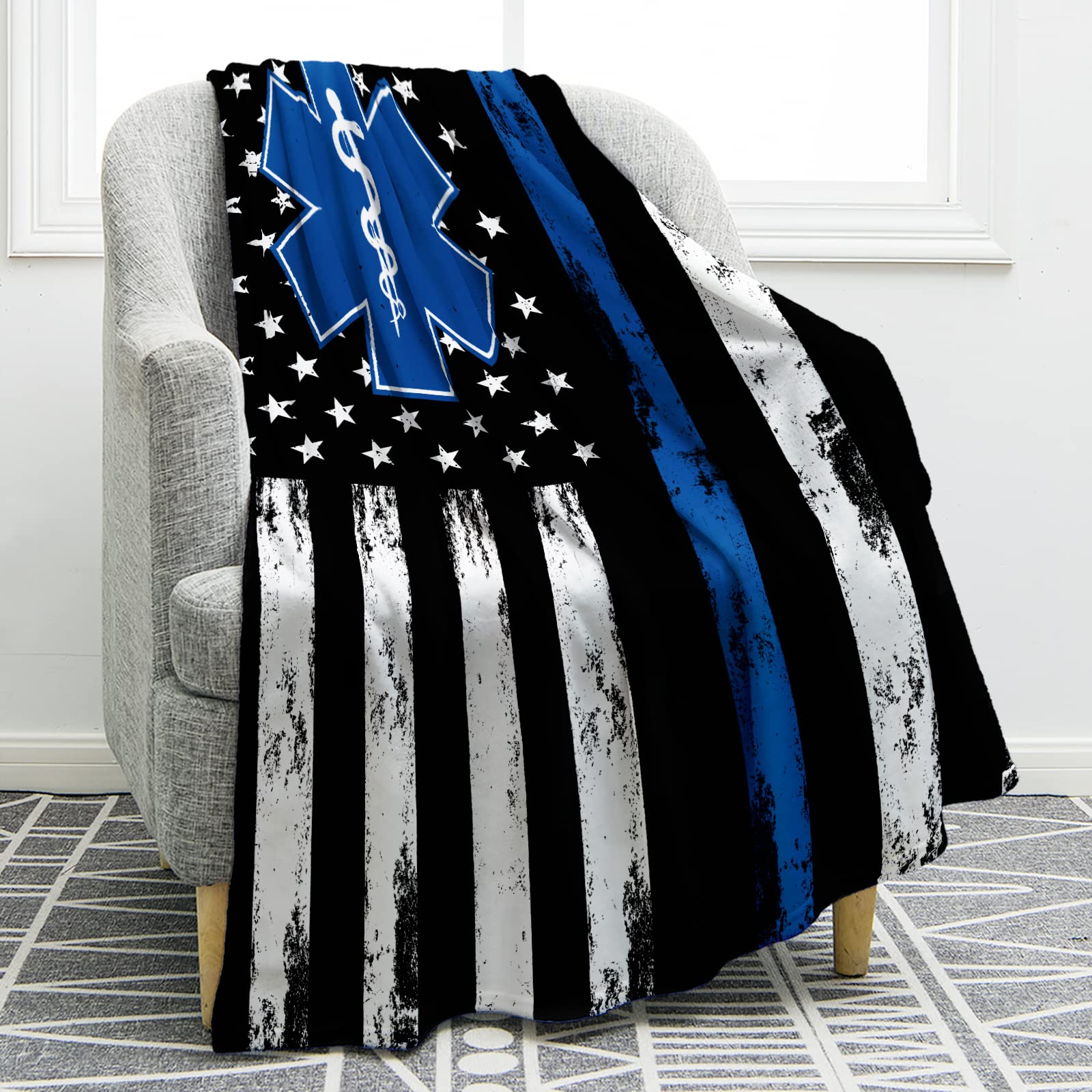 Jekeno Emt Blanket Gifts For Men Boy Dad Husband Son Friend Adult Home Bedroom Living Room Decor Soft Cozy Lightweight Plush Thr