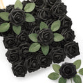 Mocoosy 50Pcs Black Roses Artificial Flowers, Fake Roses for Decorations, Real Touch Foam Rose Bulk with Stems DIY Wedding Bouqu