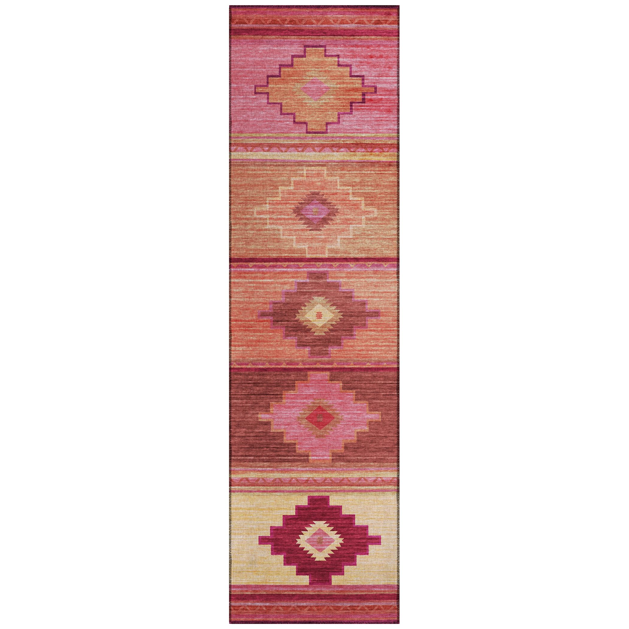 Addison Rugs Sonora Aso31 Pink 2'3" X 7'6" Indoor Outdoor Runner Rug, Easy Clean, Machine Washable, Non Shedding, Bedroom, Living Room, Dining Room, Kitchen, Patio Rug