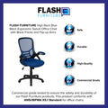 Flash Furniture Porter High-Back Swivel Office Chair with Adjustable Lumbar Support and Seat Height, Ergonomic Mesh Desk Chair with Flip-Up Armrests, Blue/Black