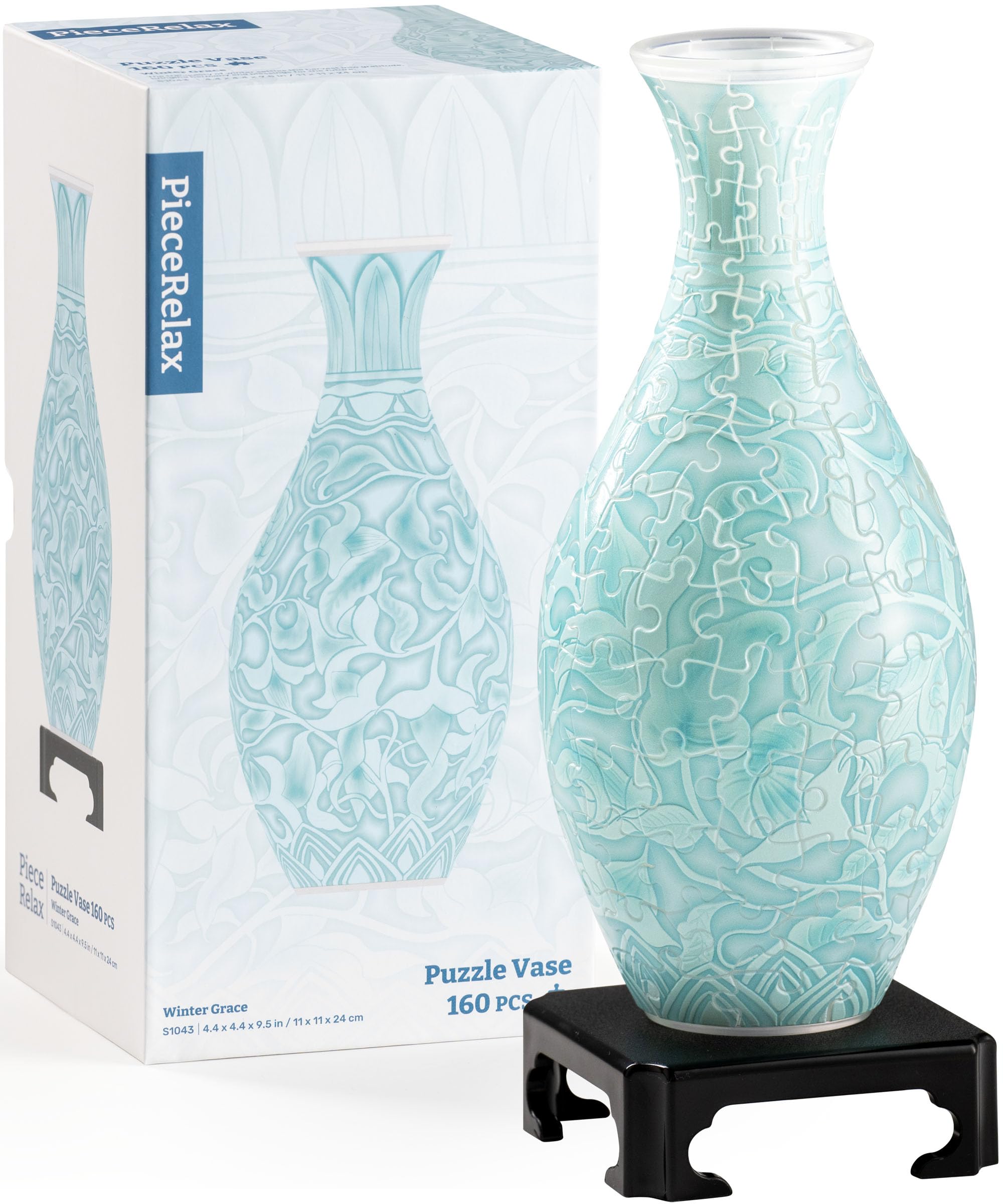 PieceRelax Unique Flower Vase - 3D Puzzle Vase for Adults to Flower Arrangement and Home Decoration Made by 160 Curved Plastic P