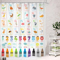 Cinbloo Alphabet ABC Kids Shower Curtain 60Wx72H Children Cartoon Cute Animal Colorful Educational Bathroom Curtain Set Number L