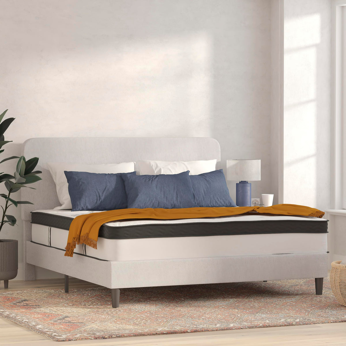 Flash Furniture Capri Comfortable Sleep 12&quot; Hybrid Pocket Spring and Foam Mattress in a Box, Foam Pocket Spring Hybrid Mattress for Pressure Relief, King