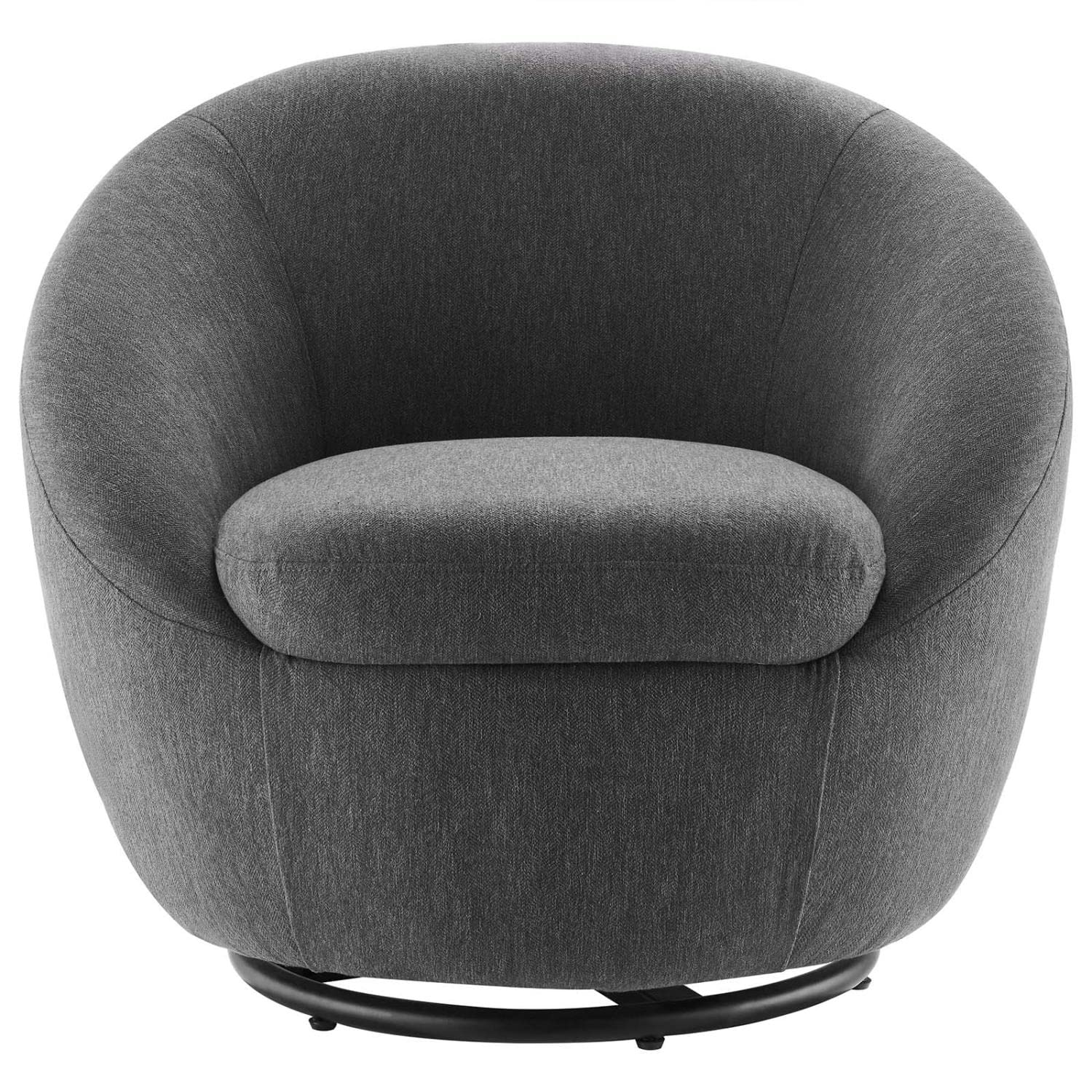 Modway Buttercup Upholstered Fabric Swivel Chair in Black/Charcoal
