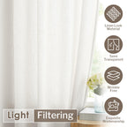 Melodieux Ivory Semi Sheer Curtains 45 Inch Length For Bedroom Kitchen Small Windows, Linen Look Rod Pocket Privacy Sheer Drapes