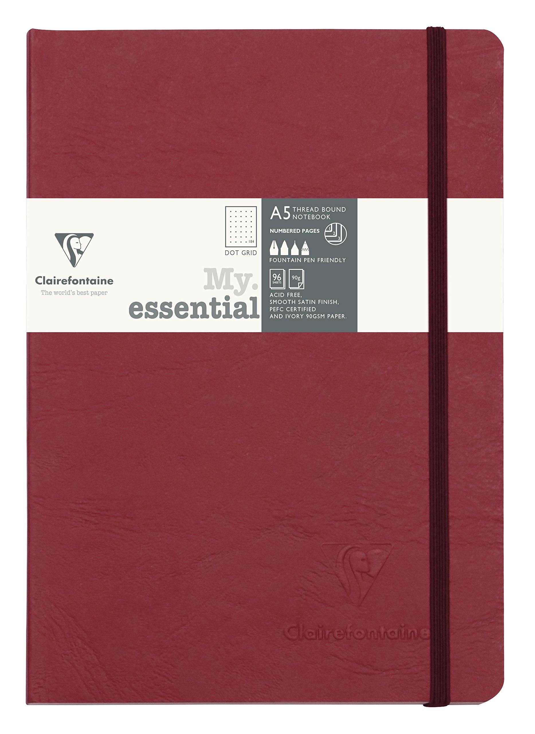 Clairefontaine - Ref 793432C - Age Bag Thread-Bound Notebook (192 Pages) - A5 Size, Dot Rulings, 90Gsm Brushed Vellum Paper, Ela