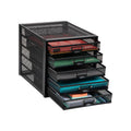 Mind Reader File Storage Drawers, Desk Organizer, Multi-Purpose, Crafts, Office, Metal Mesh, 11''L x 14''W x 11''H, Black, 5 Dra