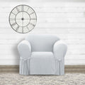 Surefit Farmhouse Basketweave Faux Linen Chair Slipcovers, Chair Cover One Piece Design And Straight Skirt, Removable And Machin