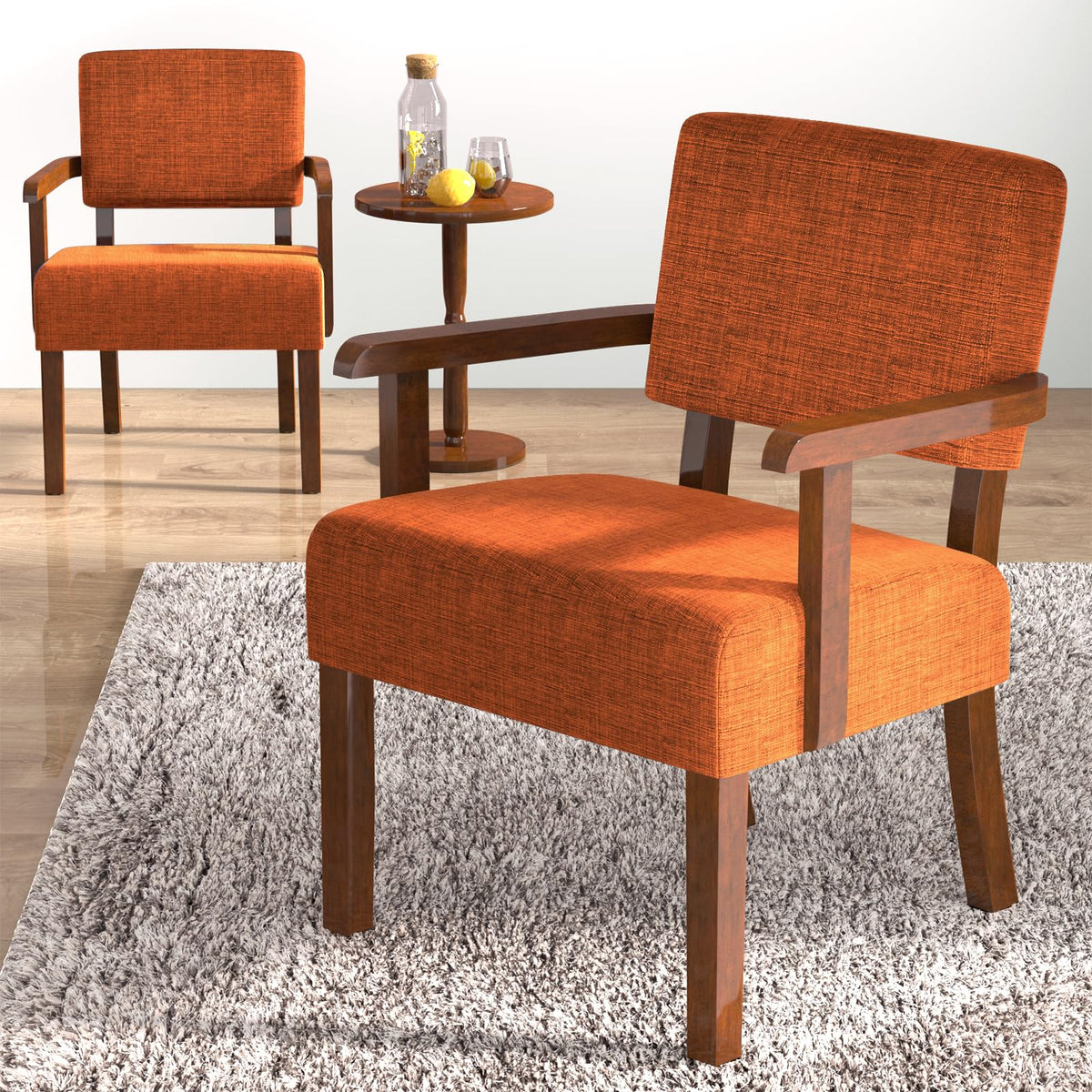 Fagaga Accent Chair Set Of 2 With Table, Living Room Chairs With Soft Seat And Armrests For Living Room Bedroom Reading Room Wai