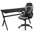 Flash Furniture Gaming Desk and Gray/Black Racing Chair Set/Cup Holder/Headphone Hook/Removable Mouse Pad Top - 2 Wire Management Holes