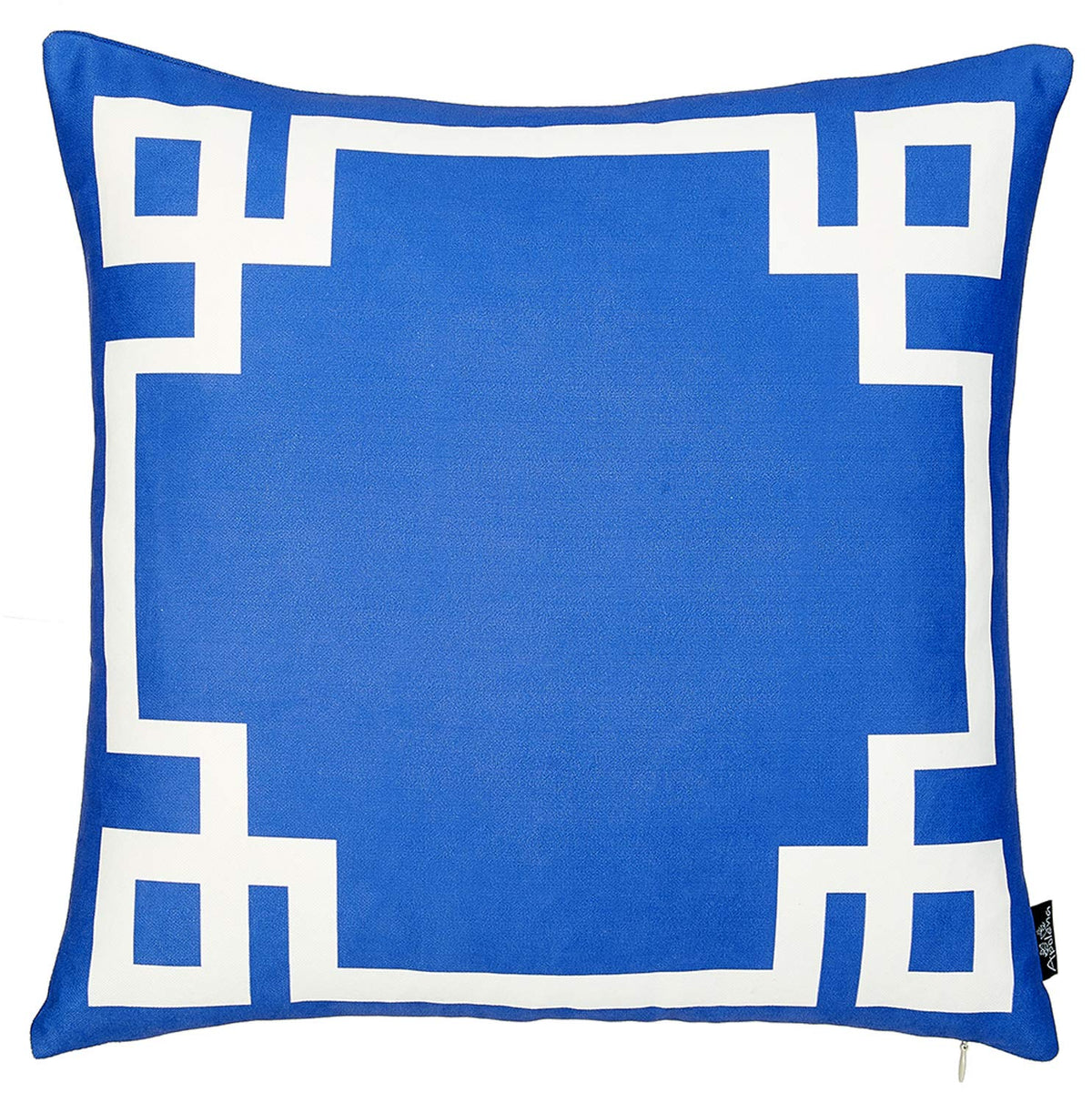 HomeRoots Multi Polyester 18'x18'Blue and White Geometric Decorative Throw Pillow Cover