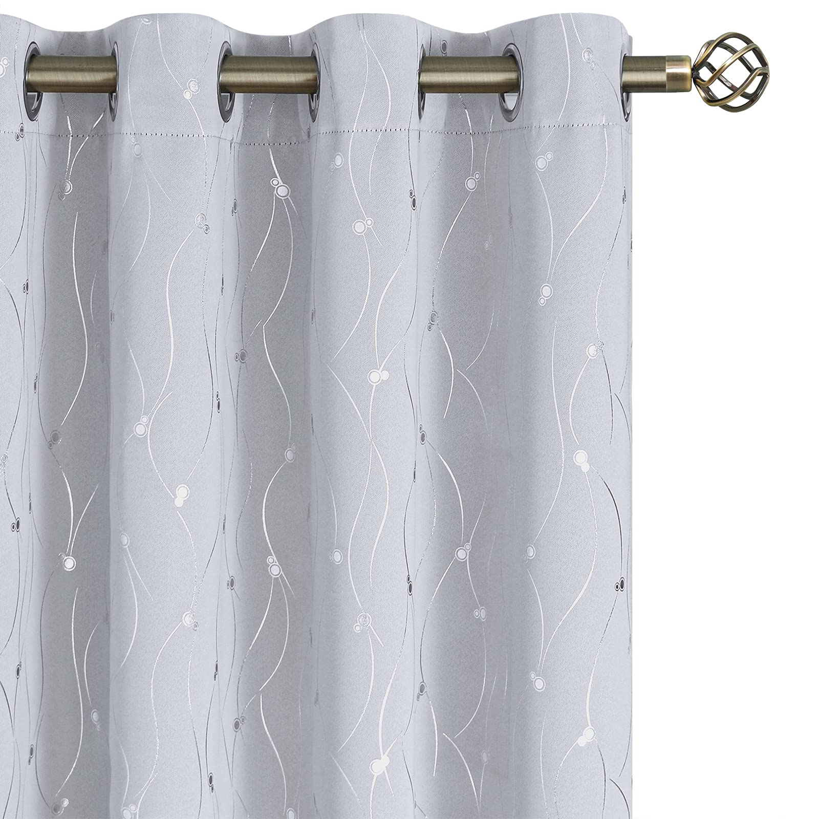 Bgment White Curtains 108 Inch Length 2 Panels Set Grommet Thermal Insulated Room Darkening Window Curtains With Wave Line And D