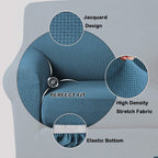 Turquoize Stretch Sofa Slipcover 2 Pieces Sofa Cover Couch Cover For 3 Cushion Couch Washable Furniture Protector Covers With Elastic Bottom Feature Thick Jacquard Fabric (Sofa, Dusty Blue)