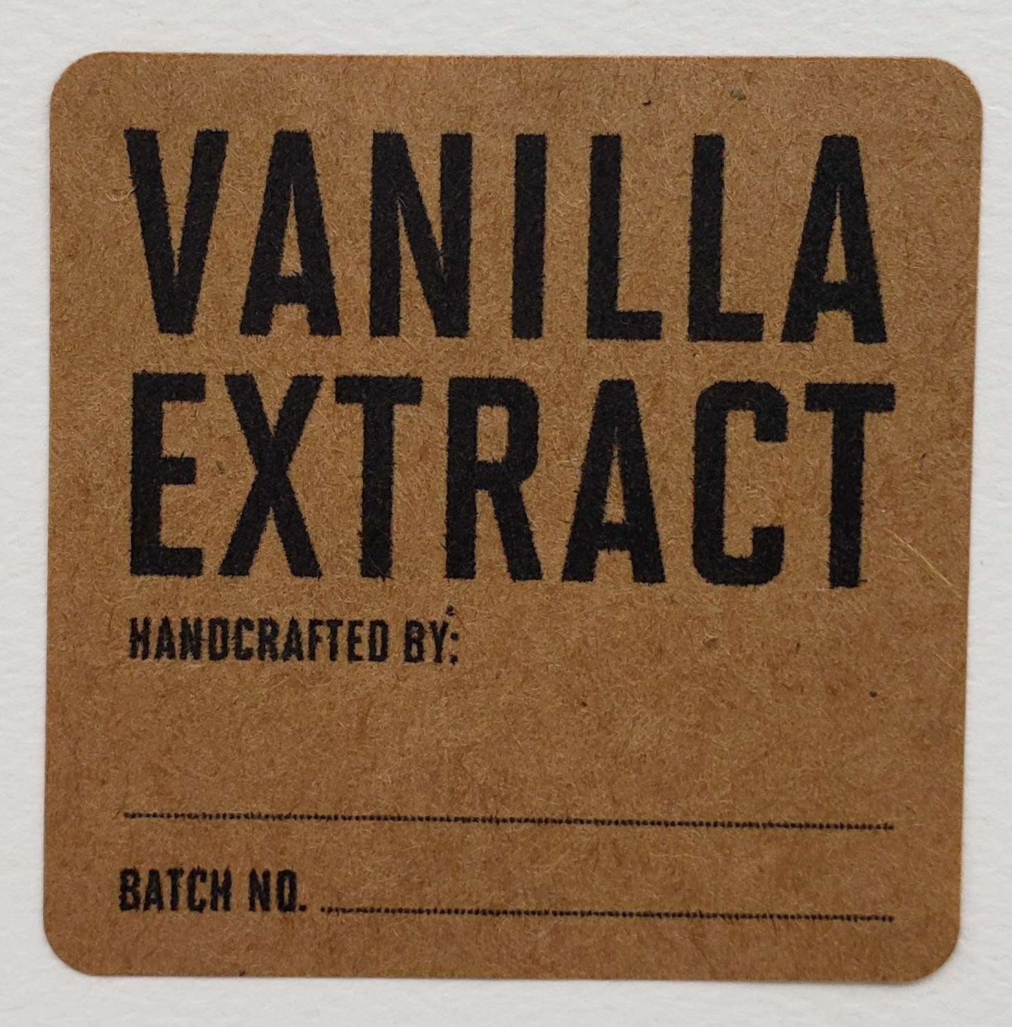 Vanilla Extract Labels On Kraft Paper (Handcrafted) - Package Of 12.