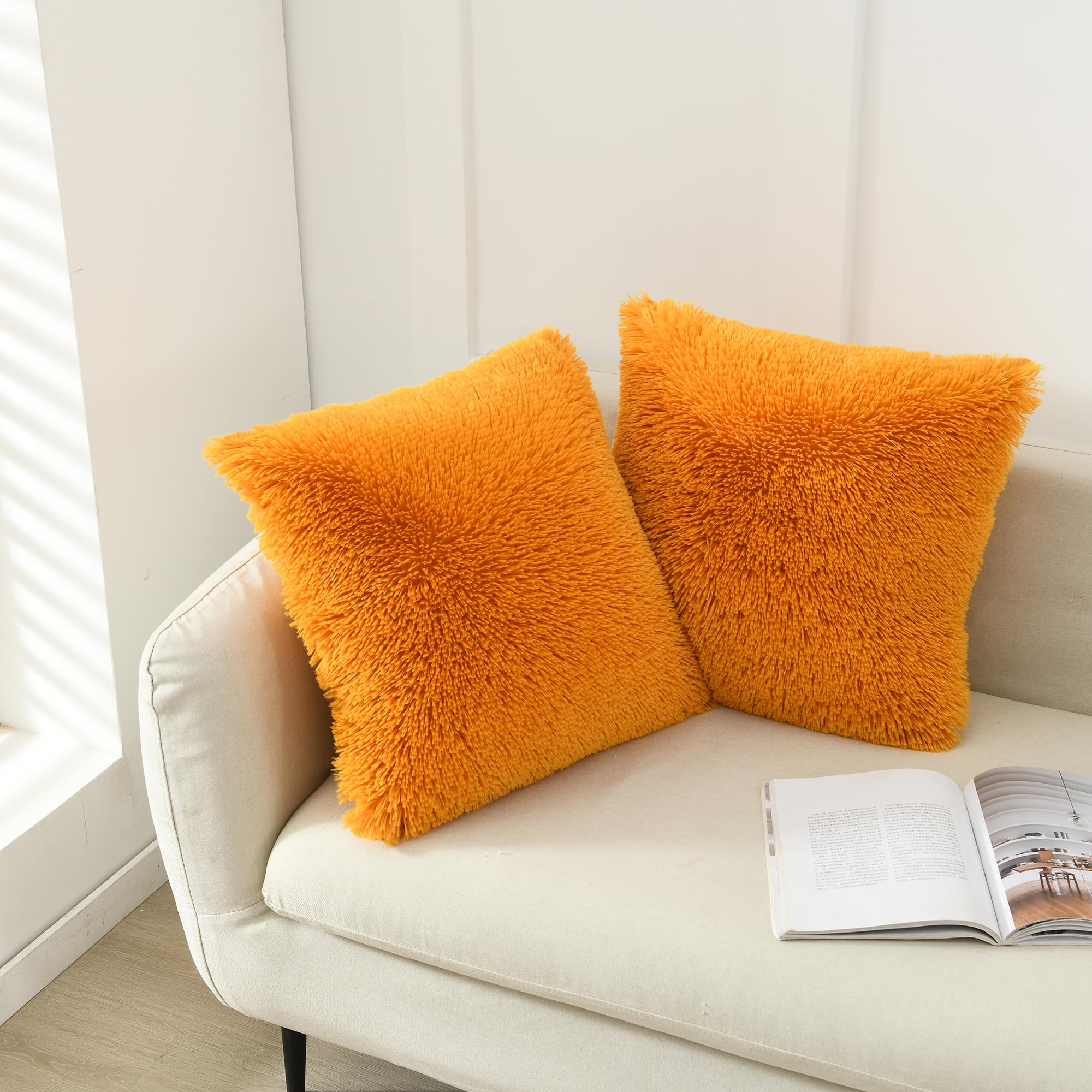 Nordeco Home Luxury Soft Faux Fur Fleece Cushion Cover Pillowcase Decorative Throw Pillows Covers, No Pillow Insert, 16'' X 16''