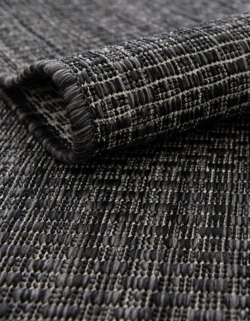 Unique Loom Collection Casual Transitional Solid Heathered Indoor/Outdoor Flatweave Area Rug (3' 1'' X 6' 1'' Hearth, Black/Ivor